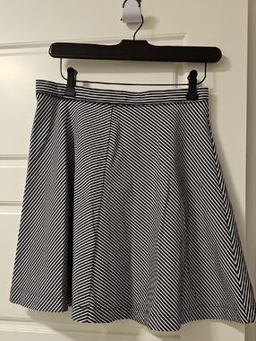 Uniqlo Black & White Striped Circle Skirt